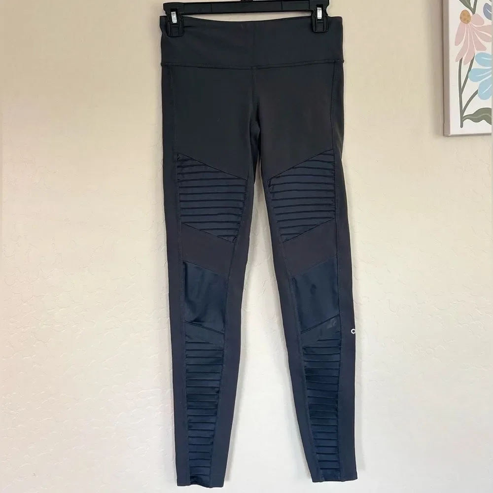 ALO Yoga Charcoal Grey High Waisted Compression Moto Leggings Small
